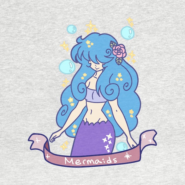 Blue-haired Mermaid Girl by saradaboru